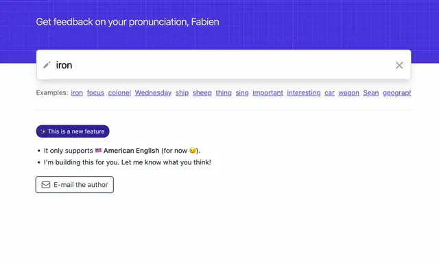 Pronunciation feedback feature