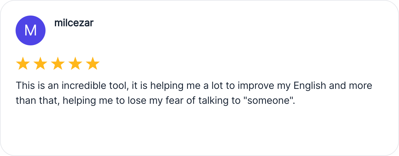 Gliglish testimonial from Milcezar